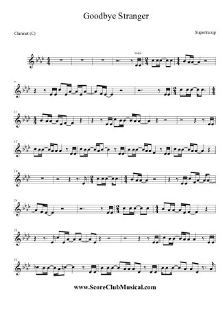 Supertramp Goodbye Stranger score for Clarinet (C)