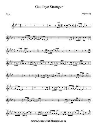 Supertramp Goodbye Stranger score for Flute