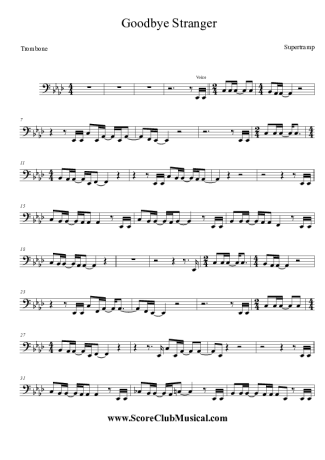 Supertramp Goodbye Stranger score for Trombone