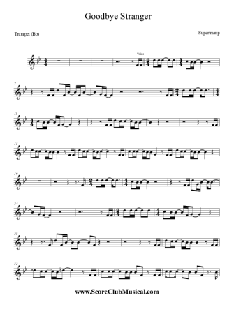 Supertramp Goodbye Stranger score for Trumpet