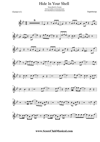 Supertramp Hide In Your Shell score for Clarinet (C)