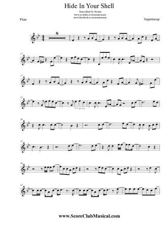 Supertramp Hide In Your Shell score for Flute
