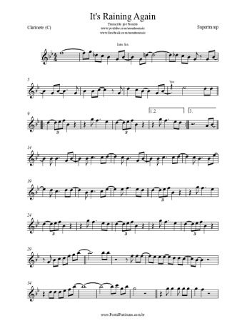 Supertramp It´s Raining Again score for Clarinet (C)