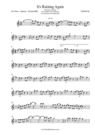 Supertramp It´s Raining Again score for Tenor Saxophone Soprano (Bb)