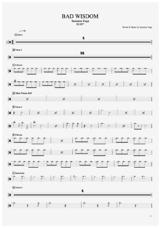 Suzanne Vega Bad Wisdom score for Drums