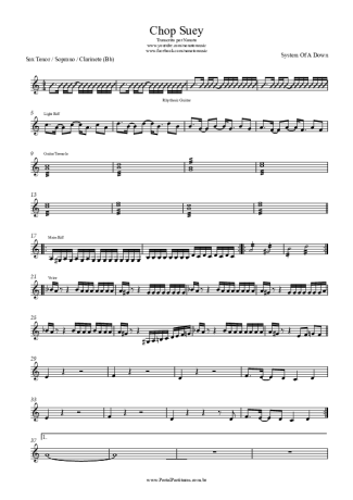 System Of A Down  score for Clarinet (Bb)