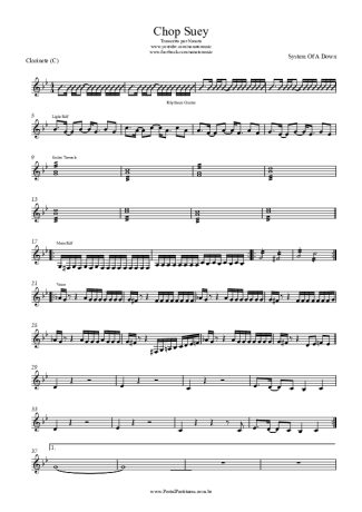 System Of A Down  score for Clarinet (C)