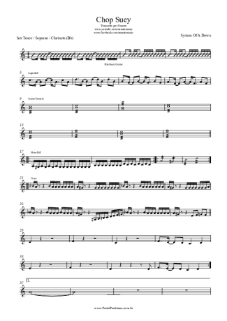 System Of A Down  score for Tenor Saxophone Soprano (Bb)