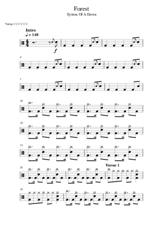 System Of A Down Forest score for Drums