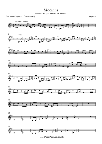 Taiguara Modinha score for Clarinet (Bb)