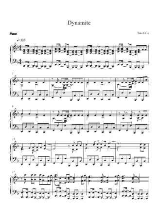 Taio Cruz Dynamite score for Piano