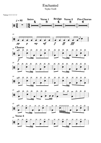Taylor Swift Enchanted score for Drums