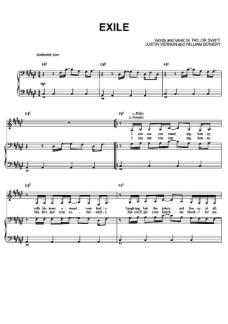Taylor Swift Exile score for Piano