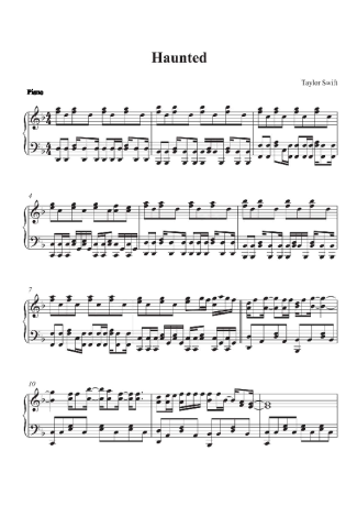 Taylor Swift Haunted score for Piano