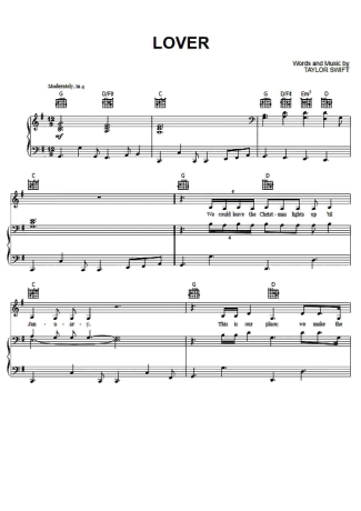 Taylor Swift Lover score for Piano