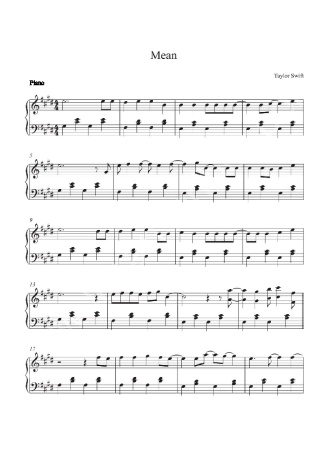 Taylor Swift Mean score for Piano