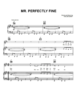 Taylor Swift Mr. Perfectly score for Piano