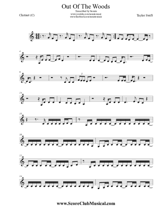 Taylor Swift Out Of The Woods score for Clarinet (C)