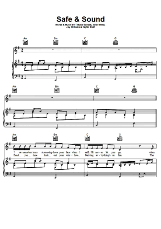 Taylor Swift Safe And Sound score for Piano