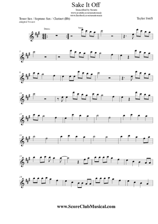 Taylor Swift Shake It Off score for Clarinet (Bb)