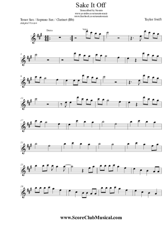 Taylor Swift  score for Tenor Saxophone Soprano (Bb)