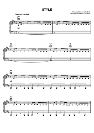 Taylor Swift Style score for Piano