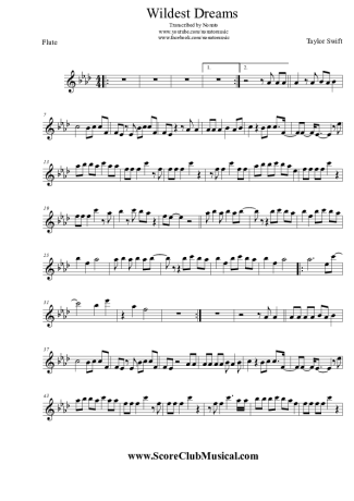 Taylor Swift Wildest Dreams score for Flute