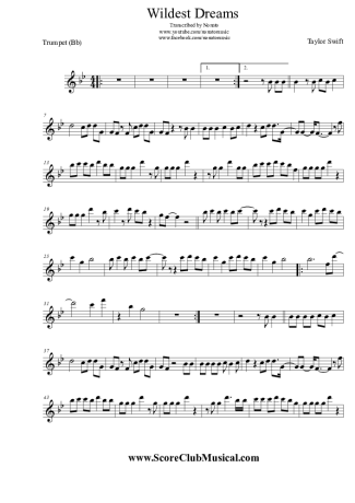 Taylor Swift Wildest Dreams score for Trumpet