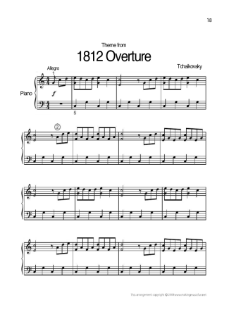 Tchaikovsky 1812 Overture score for Piano
