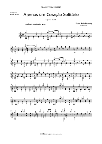 Tchaikovsky Apenas um Coração Solitário Op.6 Nr 6 score for Acoustic Guitar