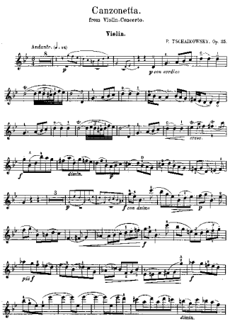 Tchaikovsky Canzonetta 2 score for Violin