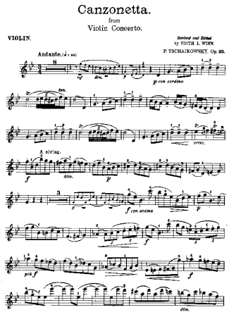 Tchaikovsky Canzonetta score for Violin