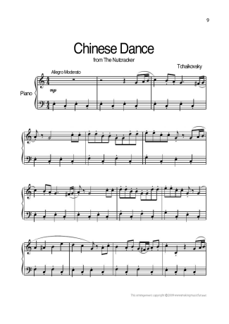 Tchaikovsky Chinese Dance score for Piano