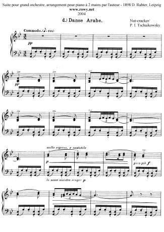 Tchaikovsky Danse Arabe (The Nutcracker Suite) score for Piano