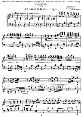 Tchaikovsky Danse De La Fee Dragee (The Nutcracker Suite) score for Piano