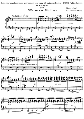 Tchaikovsky Danse Des Mirlitons (The Nutcracker Suite) score for Piano