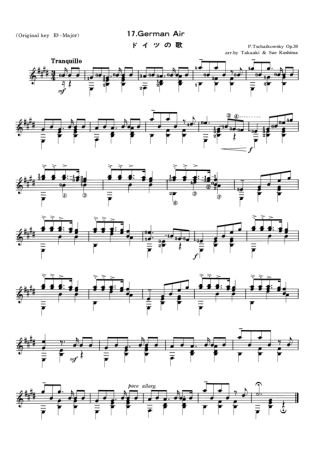 Tchaikovsky German Air score for Acoustic Guitar
