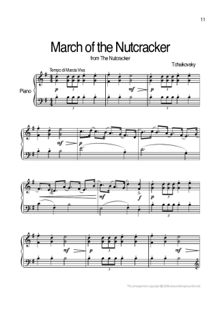 Tchaikovsky March Of The Nutcracker score for Piano