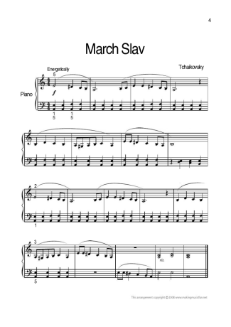 Tchaikovsky March Slav score for Piano