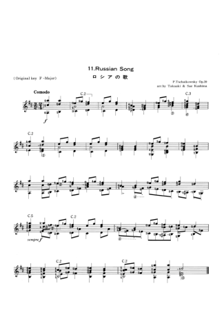 Tchaikovsky Russian Song score for Acoustic Guitar