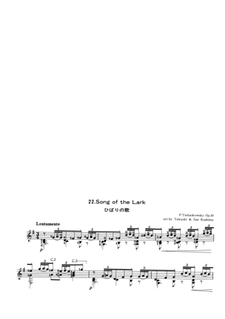 Tchaikovsky Song Of The Lark score for Acoustic Guitar