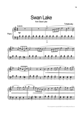Tchaikovsky Swan Lake score for Piano