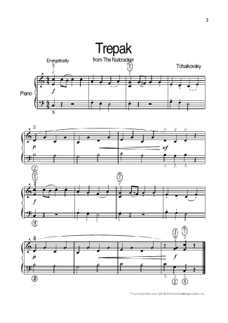 Tchaikovsky Trepak score for Piano