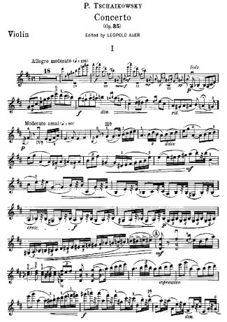 Tchaikovsky Violin Concerto score for Violin
