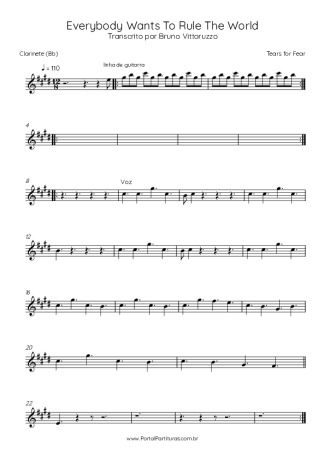 Tears For Fears  score for Clarinet (Bb)