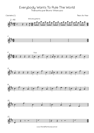 Tears For Fears  score for Clarinet (C)