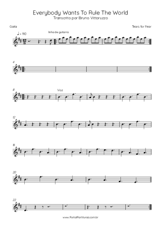 Tears For Fears Everybody Wants To Rule The World score for Harmonica