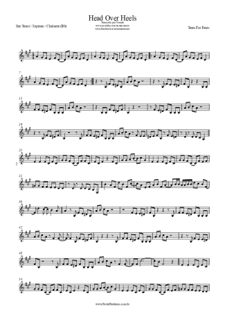 Tears For Fears Head Over Heels score for Tenor Saxophone Soprano (Bb)