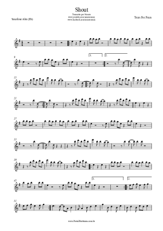 Tears For Fears Shout score for Alto Saxophone