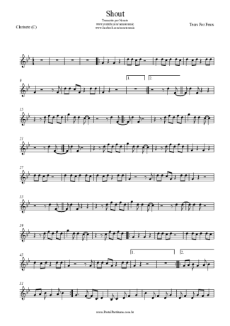 Tears For Fears Shout score for Clarinet (C)